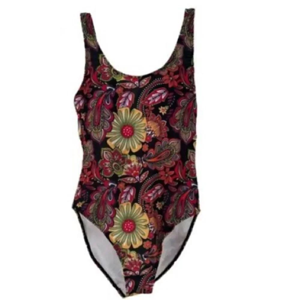 Nicole Miller Women's 3X One Piece Swimsuit Retro Floral Paisley Print Vacation